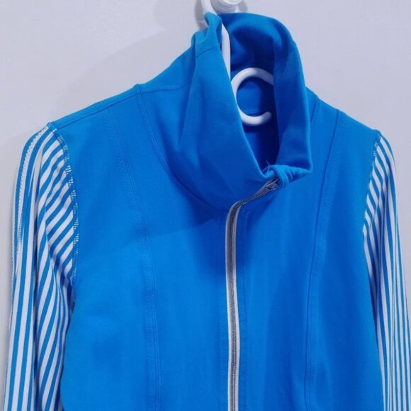Lululemon Daily Yoga Jacket 8 Medium Polar Cream Beaming Blue Classic Stripe - Picture 8 of 12
